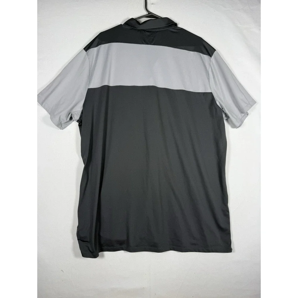 EUC Nike Oregon Ducks Polo Shirt Men XXL Gray Black Short Sleeve Golf Colorblock